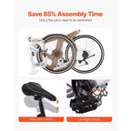 Bicicleta de Carretera VEVOR, Bicicleta de Carreras con Ruedas de 700C, Bicicleta de Carretera para Ciudad con Transmisión SHIMANO de 21 Velocidades y Cuadro de Acero al Carbono, Blanca