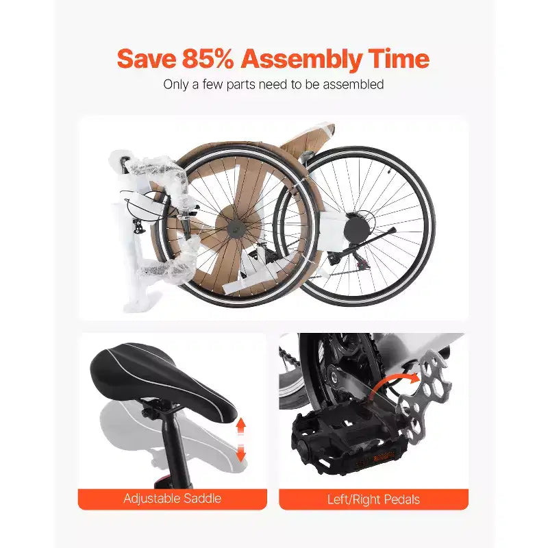 Bicicleta de Carretera VEVOR, Bicicleta de Carreras con Ruedas de 700C, Bicicleta de Carretera para Ciudad con Transmisión SHIMANO de 21 Velocidades y Cuadro de Acero al Carbono, Blanca