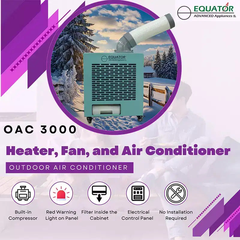 Climatiseur extérieur Equator 3-en-1 AC Chauffage 9000 BTU IP24 à roulettes 110V