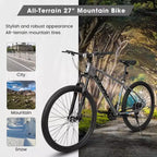 Bicicleta de montaña NAYSAYE de 27 pulgadas y 21 velocidades con horquilla de suspensión y frenos de disco para hombres y mujeres, gris, 70*27*39.5