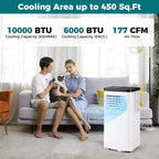 Climatiseur portable Costway 8000/10000 BTU avec ventilateur et déshumidificateur, télécommande
