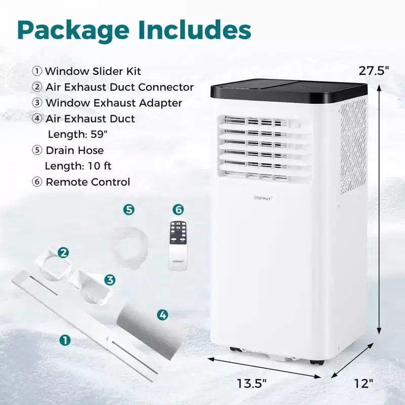 Climatiseur portable Costway 8000/10000 BTU avec ventilateur et déshumidificateur, télécommande