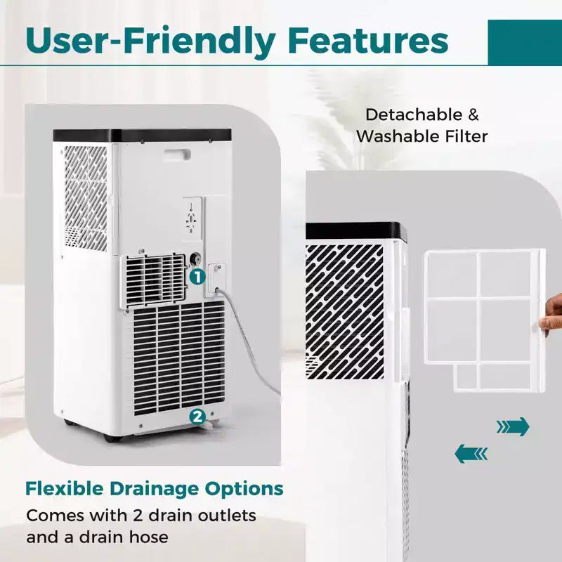 Climatiseur portable Costway 8000/10000 BTU avec ventilateur et déshumidificateur, télécommande