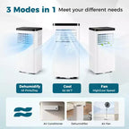 Climatiseur portable Costway 8000/10000 BTU avec ventilateur et déshumidificateur, télécommande