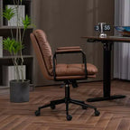 Silla de escritorio de respaldo medio Okak, silla de oficina con reposabrazos acolchados y ruedas, silla de ordenador para oficina, sala de juegos, estudio