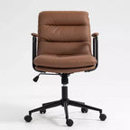 Silla de escritorio de respaldo medio Okak, silla de oficina con reposabrazos acolchados y ruedas, silla de ordenador para oficina, sala de juegos, estudio