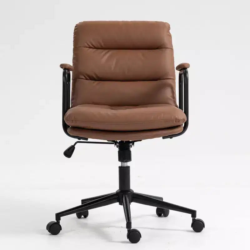 Silla de escritorio de respaldo medio Okak, silla de oficina con reposabrazos acolchados y ruedas, silla de ordenador para oficina, sala de juegos, estudio
