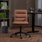 Silla de escritorio de respaldo medio Okak, silla de oficina con reposabrazos acolchados y ruedas, silla de ordenador para oficina, sala de juegos, estudio