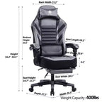 Silla de juego de respaldo alto Okak, silla ergonómica de oficina con reposapiés plegable, silla cómoda ajustable en altura para estudio, sala de juegos