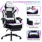 Silla de juego de respaldo alto Okak, silla ergonómica de oficina con reposapiés plegable, silla cómoda ajustable en altura para estudio, sala de juegos