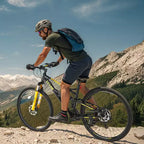 Bicicleta de montaña VEVOR, bicicleta MTB de 29 pulgadas con suspensión doble completa, cambio giratorio de 24 velocidades, frenos de disco dobles, cuadro de aleación de aluminio, negra y amarilla