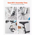 Bicicleta de montaña VEVOR, bicicleta MTB de 26 pulgadas con suspensión doble completa, cambio de giro de 21 velocidades, frenos de disco dobles, cuadro de aleación de aluminio, negro y azul