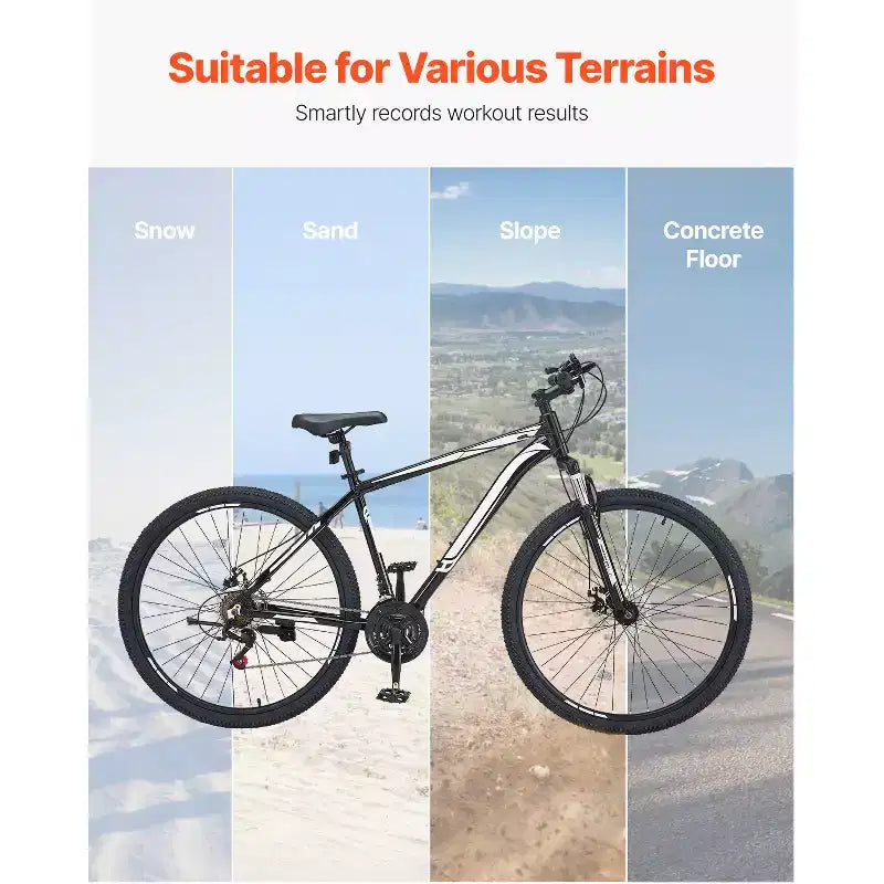 VEVOR Bicicleta de montaña, MTB de 29 pulgadas con suspensión delantera, cambio SHIMANO de 21 velocidades, frenos de disco dobles, cuadro de aleación de aluminio, negro
