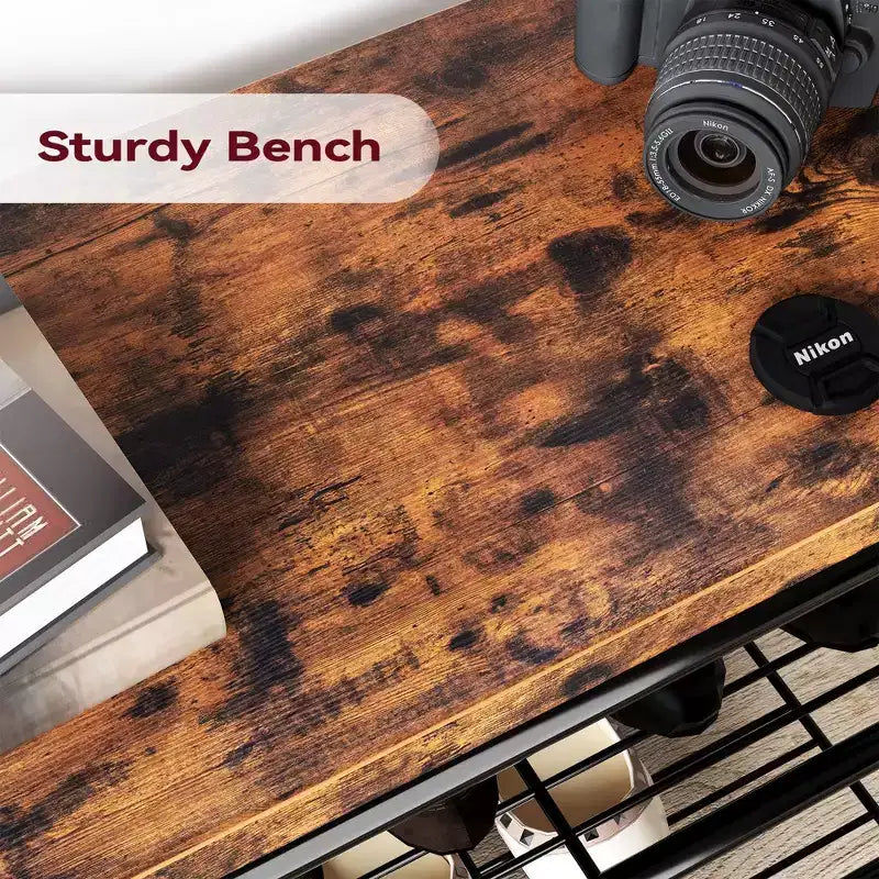 4-in-1 Hall Tree Shoe Bench  Entryway Coat Rack with 8 Hooks for Small Spaces