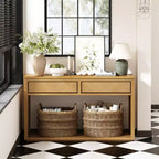 Okak 55IN Rustic Console Table with 2 Drawers, Entryway Table with Open Shelf, Hallway Table for Living Room, Bedroom, Foyer, Natural