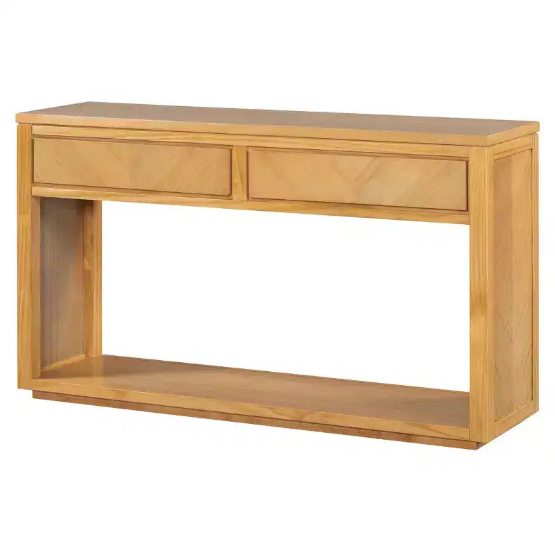 Okak 55IN Rustic Console Table with 2 Drawers, Entryway Table with Open Shelf, Hallway Table for Living Room, Bedroom, Foyer, Natural