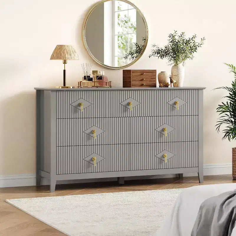 54 Fluted 7-Drawer Dresser - Modern Wood Storage Cabinet for Bedroom & Living Room