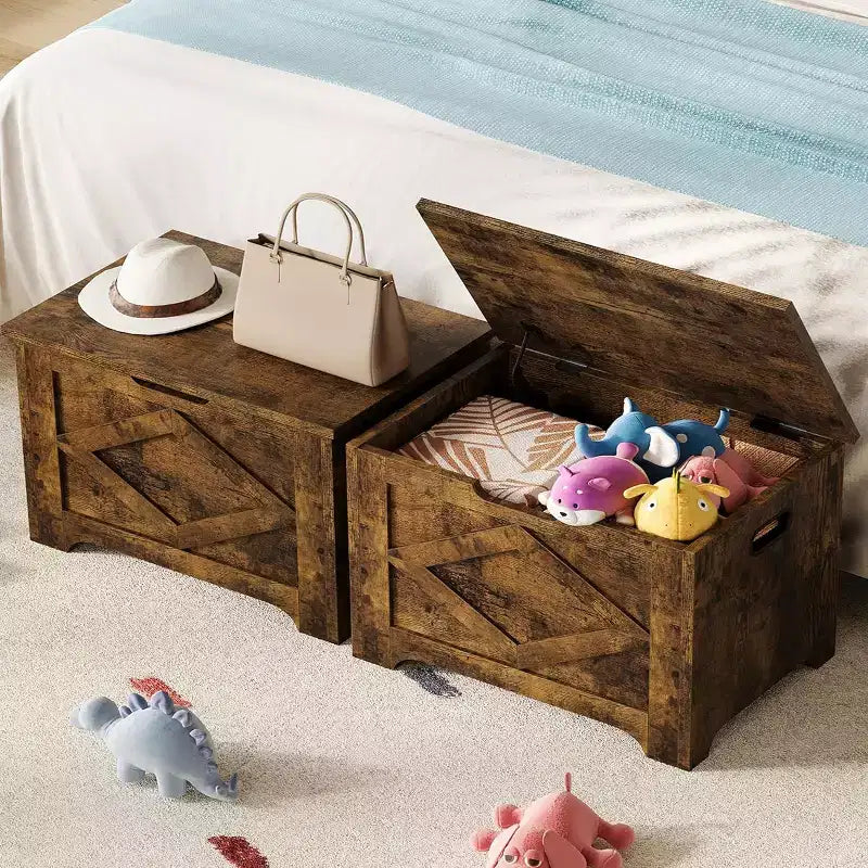 COZONY 23.6 Wooden Storage Bench with Safety Hinge, Large Toy Chest & Storage Chest, Easy Assembly Entryway & Living Room Organizer for Bedroom