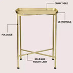 JONATHAN Y Sterling 26.25 Industrial Classic Metal Foldable Rectangular End Table & Side Table with Removable Tray Top
