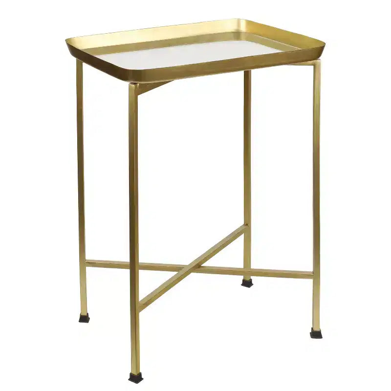 JONATHAN Y Sterling 26.25 Industrial Classic Metal Foldable Rectangular End Table & Side Table with Removable Tray Top