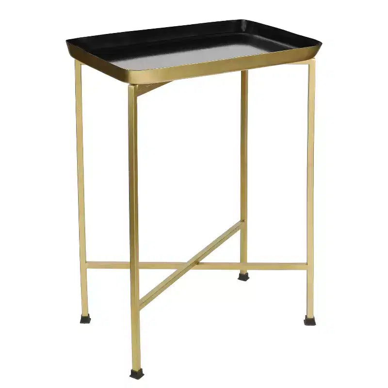 JONATHAN Y Sterling 26.25 Industrial Classic Metal Foldable Rectangular End Table & Side Table with Removable Tray Top