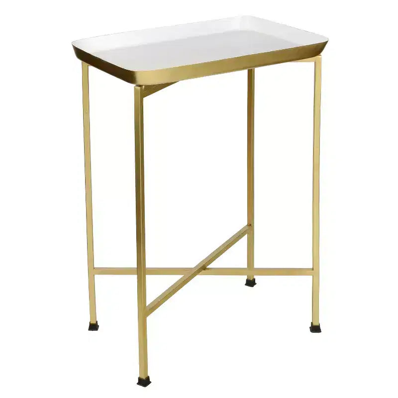 JONATHAN Y Sterling 26.25 Industrial Classic Metal Foldable Rectangular End Table & Side Table with Removable Tray Top