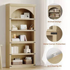 Arched Bookcase, 5-Tier Bookshelf, 68.7-inch High Farmhouse Style Bookcase, Curved Storage Rack for Home Office, Living Room