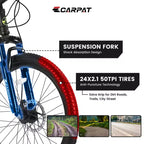 Bicicleta de montaña Zeus y Ruta 24 con 21 velocidades, doble freno de disco, bicicleta con cuadro de acero duradero para niños y niñas