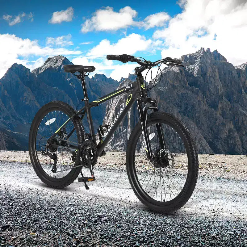 Bicicleta de montaña Zeus y Ruta 24 con 21 velocidades, doble freno de disco, bicicleta con cuadro de acero duradero para niños y niñas