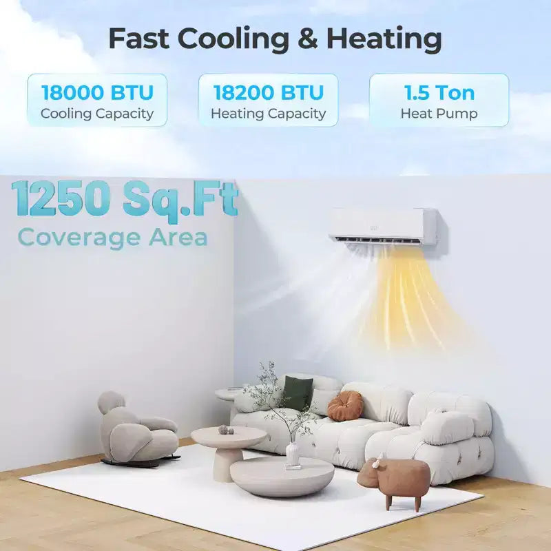 Climatiseur Chauffage Mini Split Costway 24000 BTU avec Kit d'installation de Pompe à Chaleur 2 Tonnes