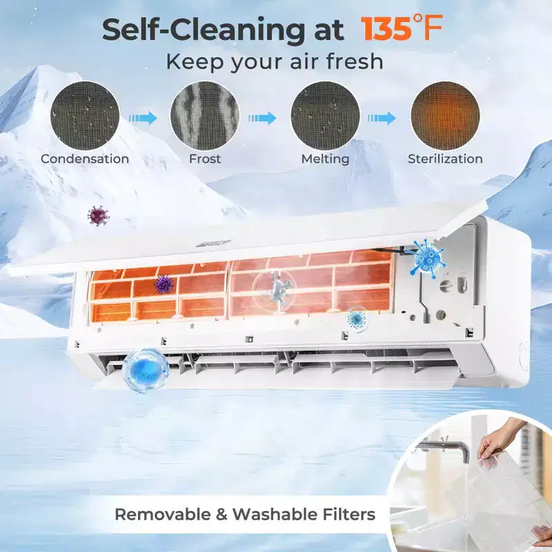 Climatiseur Chauffage Mini Split Costway 24000 BTU avec Kit d'installation de Pompe à Chaleur 2 Tonnes