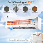 Climatiseur Chauffage Mini Split Costway 24000 BTU avec Kit d'installation de Pompe à Chaleur 2 Tonnes