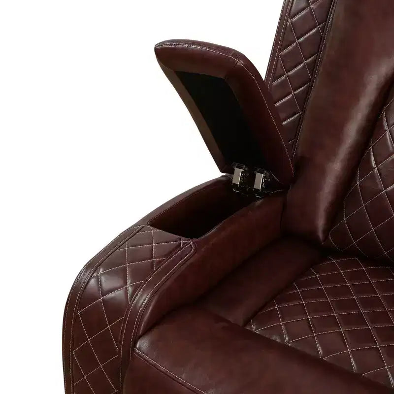 MAYEERTY Power Reclining Loveseat Sofa, Electric 2-Seat Leather Recliner with USB Charging, Storage & Cup Holders for Living Room, Brown