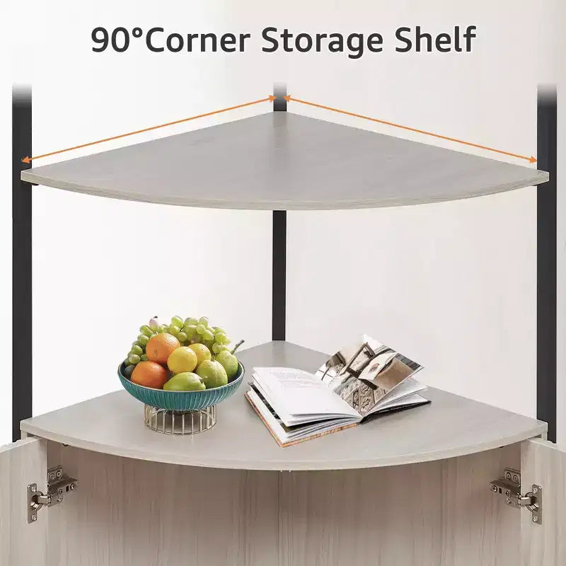 Rosary Blenn Corner Storage Shelf Stand with Cabinet