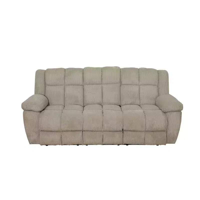 MAYEERTY Reclining Sofa, 3-Seat Corduroy Fabric Recliner with Adjustable Backrests for Living Room, Beige