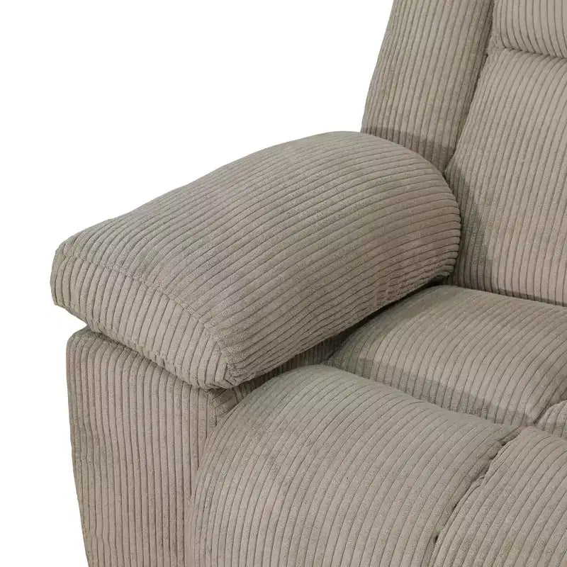 MAYEERTY Reclining Sofa, 3-Seat Corduroy Fabric Recliner with Adjustable Backrests for Living Room, Beige