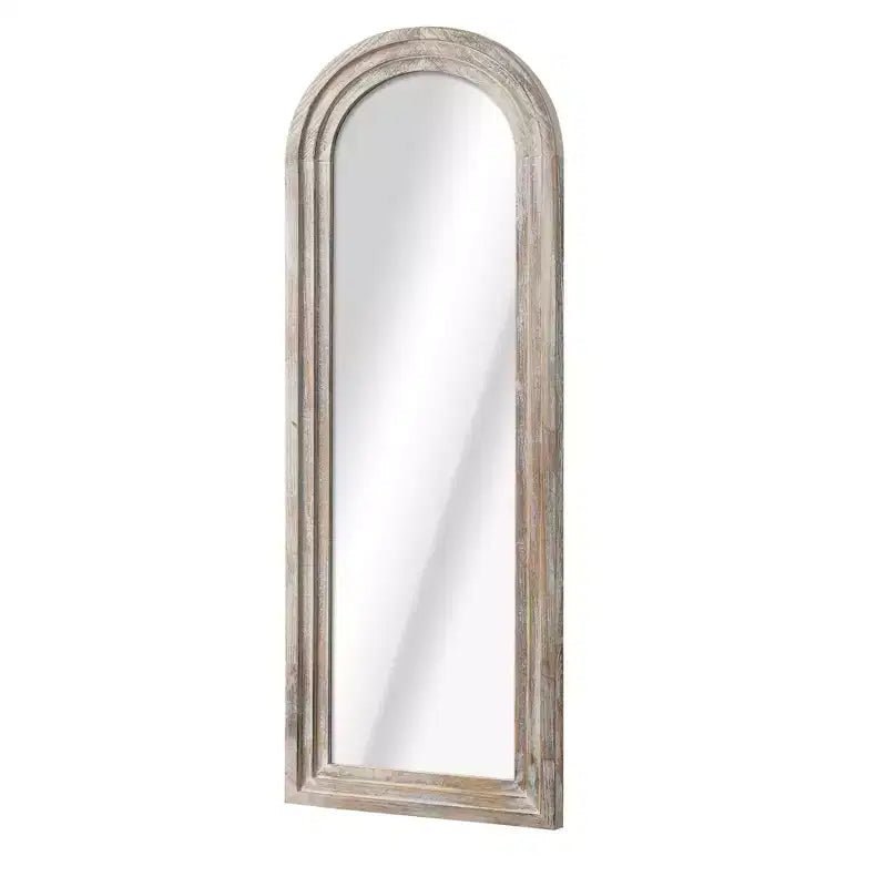 HomeRoots 71 White Solid Wood Arch Freestanding Framed Full Length Mirror