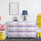 Sorbus 9 Drawers Dresser- Storage Unit with Steel Frame, Wood Top, Fabric Bins - for Bedroom, Closet, Office and more