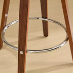 Counter Height Bar Stools Set of 2, Wood Legs Bar Chairs with Low Back, 360-Degree Swivel with Soft Cushion Seat