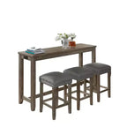 GDFStudio Wurtz 4-Piece Counter Height Dining Table Set with 3 Upholstered Stools, Nailhead Trim, USB Port