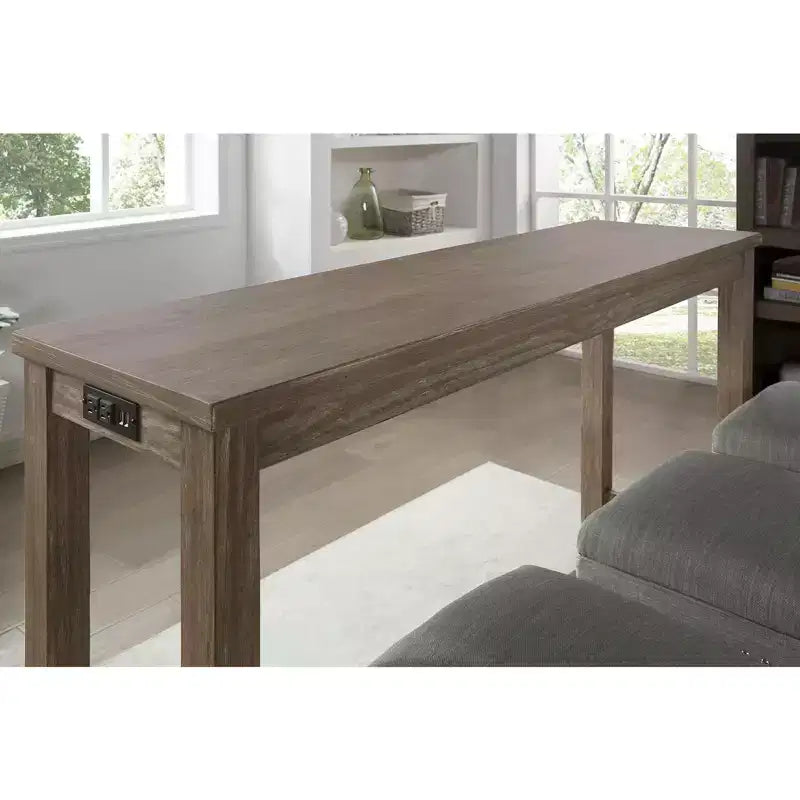 GDFStudio Wurtz 4-Piece Counter Height Dining Table Set with 3 Upholstered Stools, Nailhead Trim, USB Port