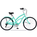 Bicicleta playera Whisen 26 para mujer, con cuadro de acero de diseño bajo y 7 velocidades.
