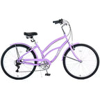 Bicicleta playera Whisen 26 para mujer, con cuadro de acero de diseño bajo y 7 velocidades.