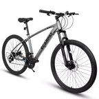 Bicicleta de Montaña Whisen de 27 Pulgadas y 21 Velocidades, Horquilla de Suspensión, Freno de Disco y Cuadro de Aluminio - Gris