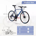 Bicicleta híbrida Whisen de 28 pulgadas para adultos, bicicleta de carretera con 24 velocidades, frenos de disco