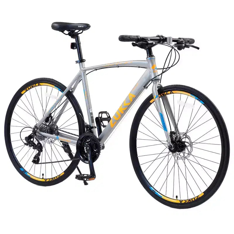 Bicicleta híbrida Whisen de 28 pulgadas para adultos, bicicleta de carretera con 24 velocidades, frenos de disco