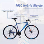 Bicicleta híbrida Whisen de 28 pulgadas para adultos, bicicleta de carretera con 24 velocidades, frenos de disco