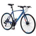 Bicicleta híbrida Whisen de 28 pulgadas para adultos, bicicleta de carretera con 24 velocidades, frenos de disco