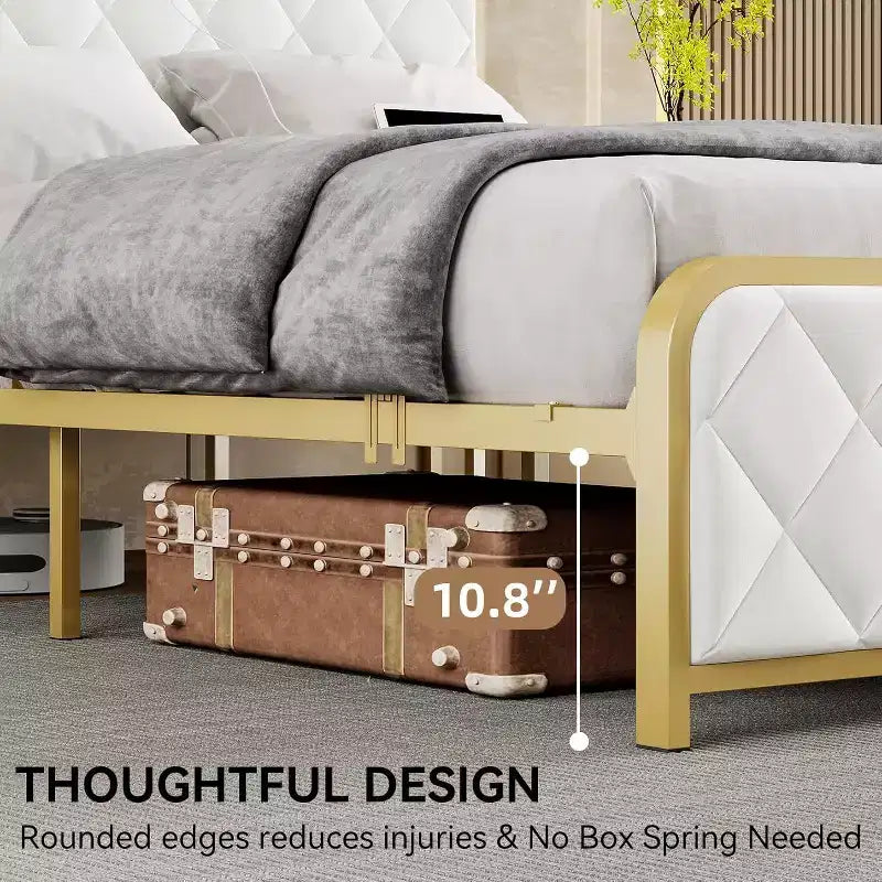 King Size Platform Bed Frame with Storage Headboard, USB Charging Station, LED Lighting, Underbed Storage, Easy Assembly, Heavy-Duty Support, White