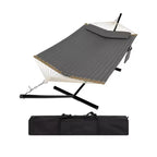 Hanging Hammock Chair- Comfortable Breathable Swing Seat Chair, Curved Safety Design with Cushion & Woven Rope Mesh, Includes Carrying Bag